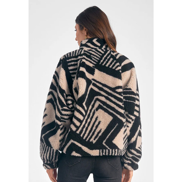 ELAN Oversized Soft Cozy Printed Sherpa Jacket SZ M - Picture 3 of 16